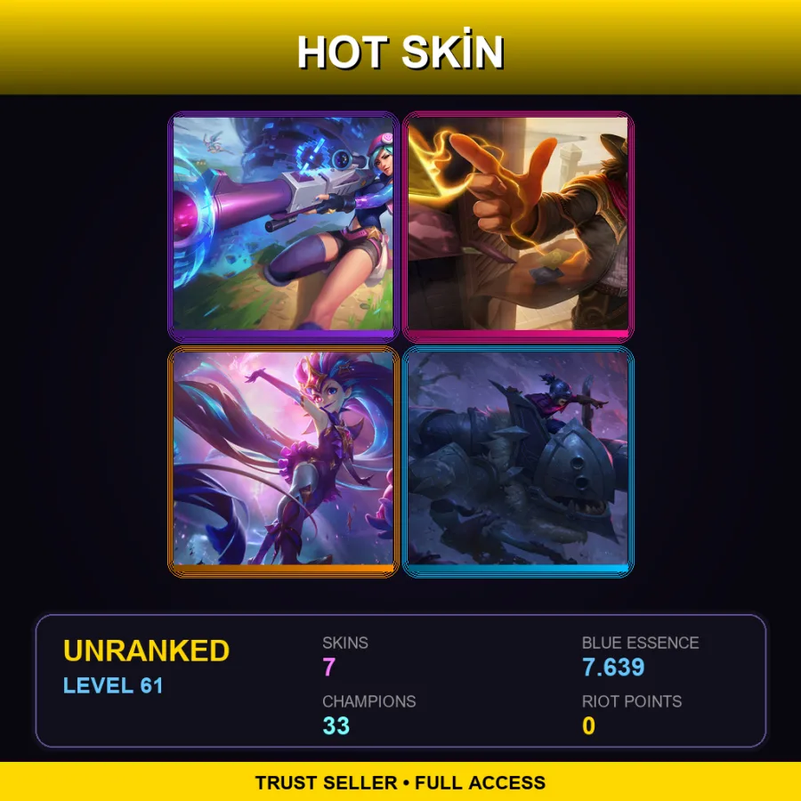 EUW | Lv61 | Unranked | 7 Skin | 33 Champ