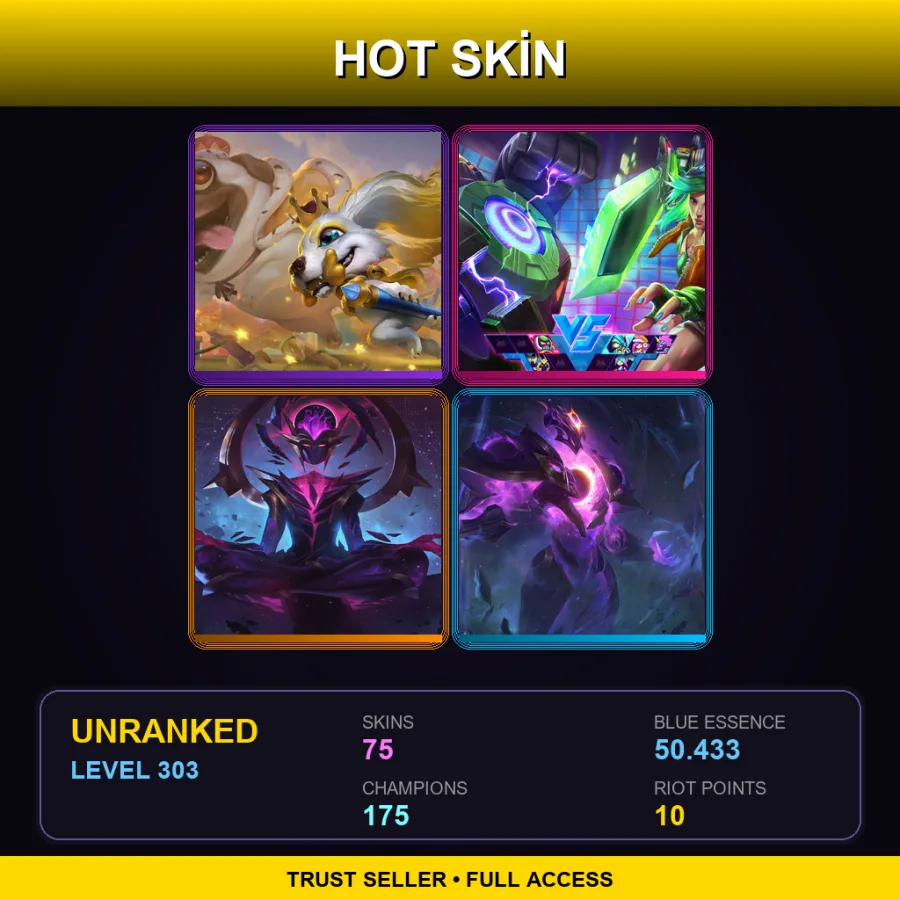 RU | Lv303 | Unranked | 75 Skin | 175 Champ — LoL account