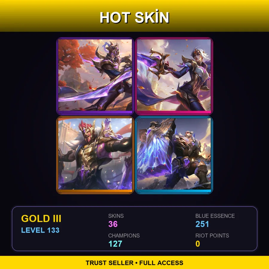 EUNE | Lv133 | Gold III | 36 Skin | 127 Champ