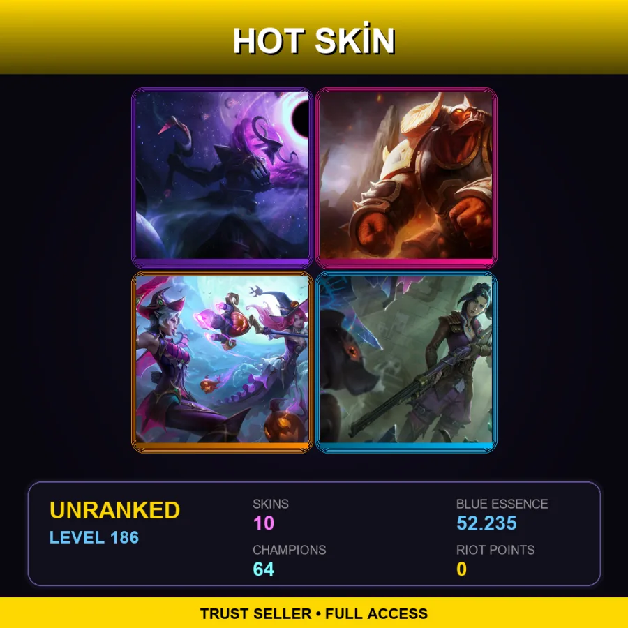 LAS | Lv186 | Unranked | 10 Skin | 64 Champ