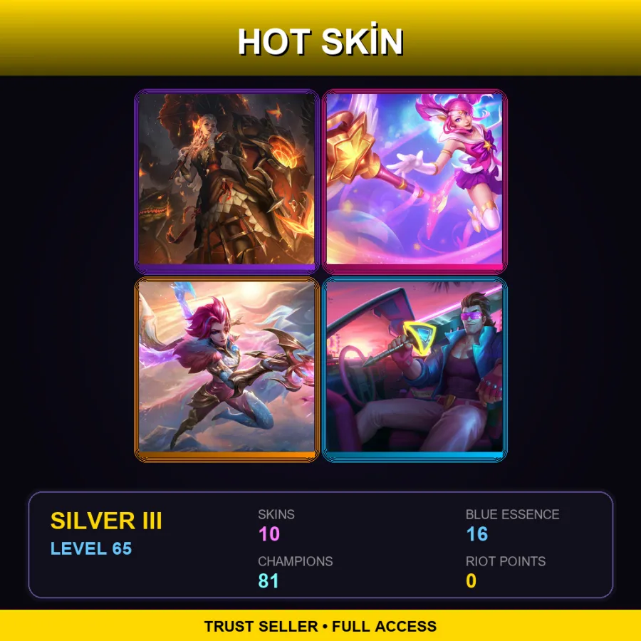 EUW | Lv65 | Silver III | 10 Skin | 81 Champ