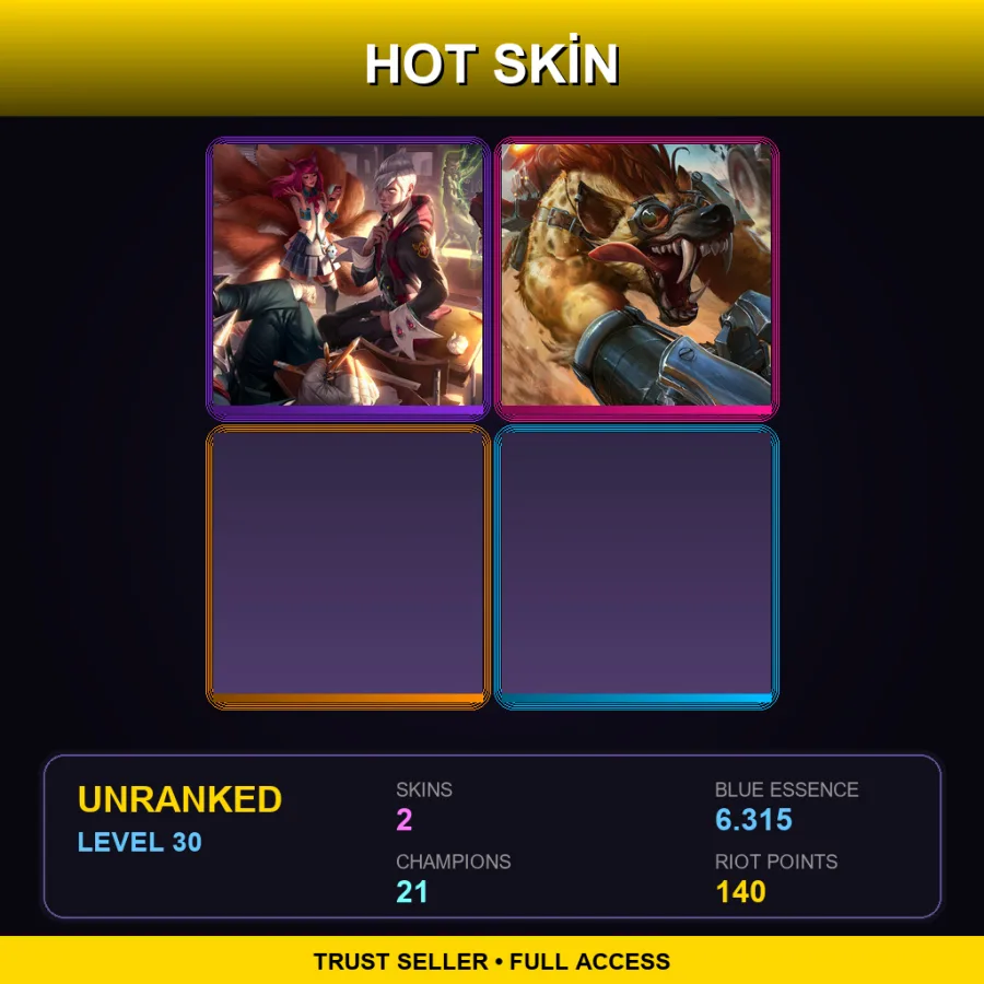 EUNE | Lv30 | Unranked | 2 Skin | 21 Champ