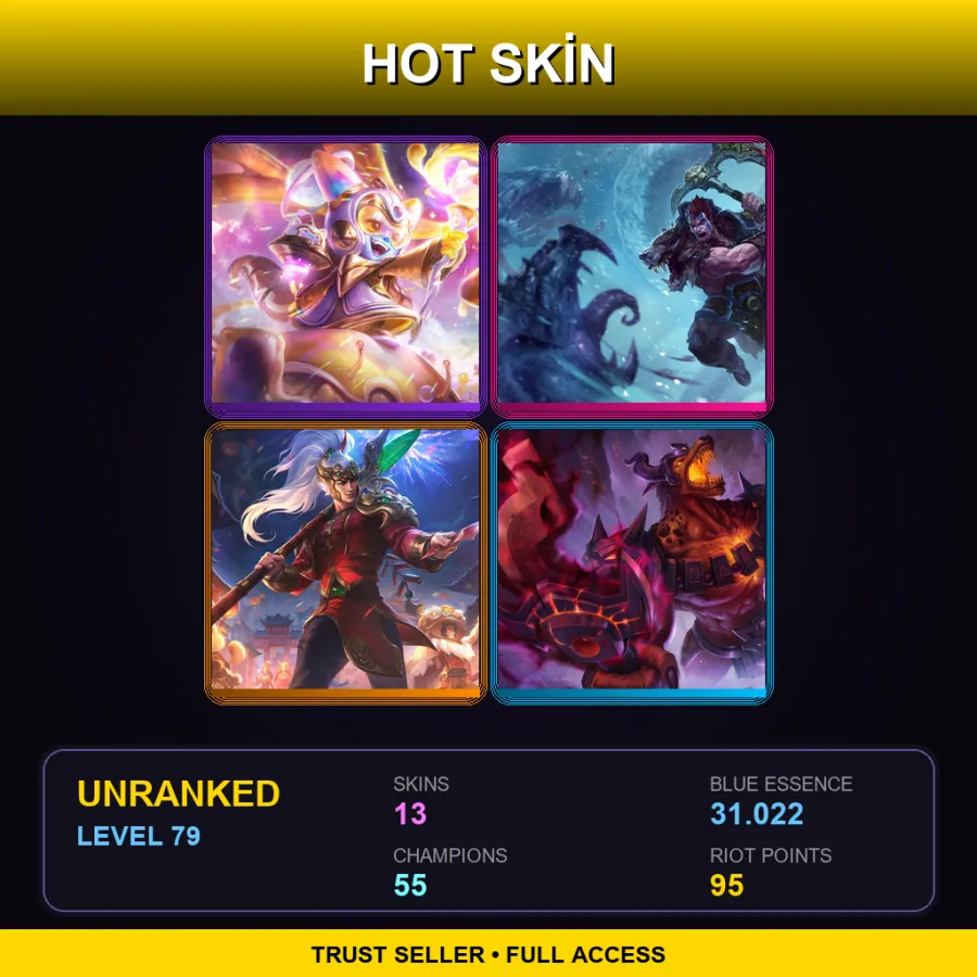 NA | Lv79 | Unranked | 13 Skin | 55 Champ