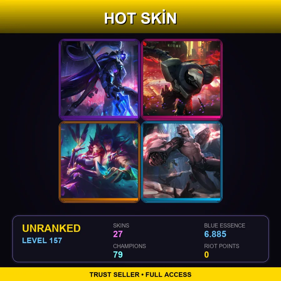 LAS | Lv157 | Unranked | 27 Skin | 79 Champ — LoL account