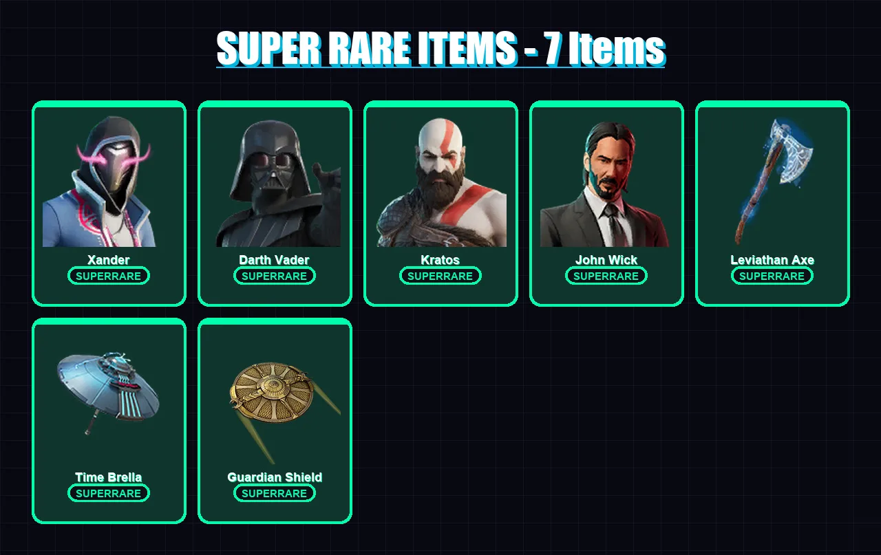 [PC/XBOX/PSN] | Xander | Darth Vader | Kratos | John Wick | The Imagined | 189 skin | 231 pickaxe | 130 emote | 158 glider | Lv3062