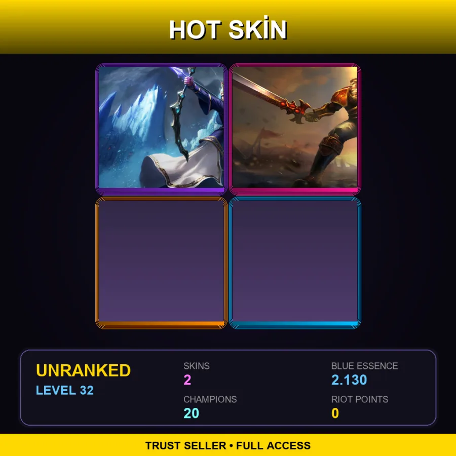 NA | Queen Ashe | Sanguine Garen | 2 Skin | 20 Champ | Lv32