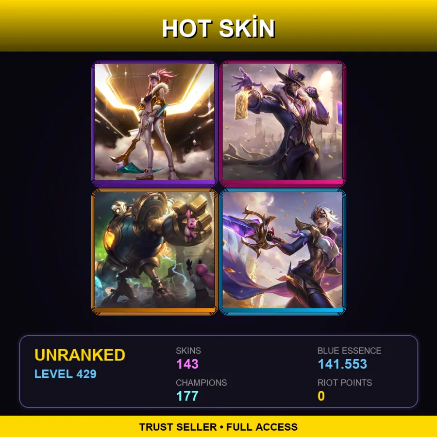 EUNE | Lv429 | Unranked | 143 Skin | 177 Champ — Dj Sona