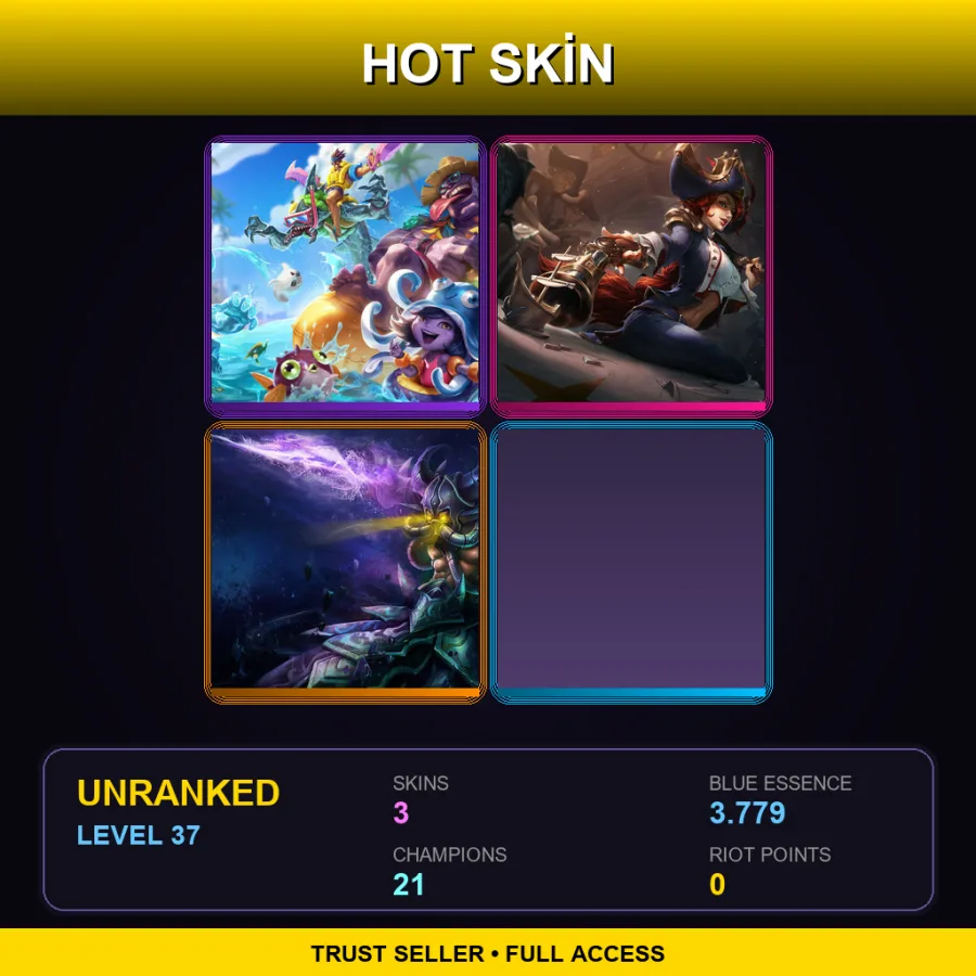 EUW | Lv37 | Unranked | 3 Skin | 21 Champ