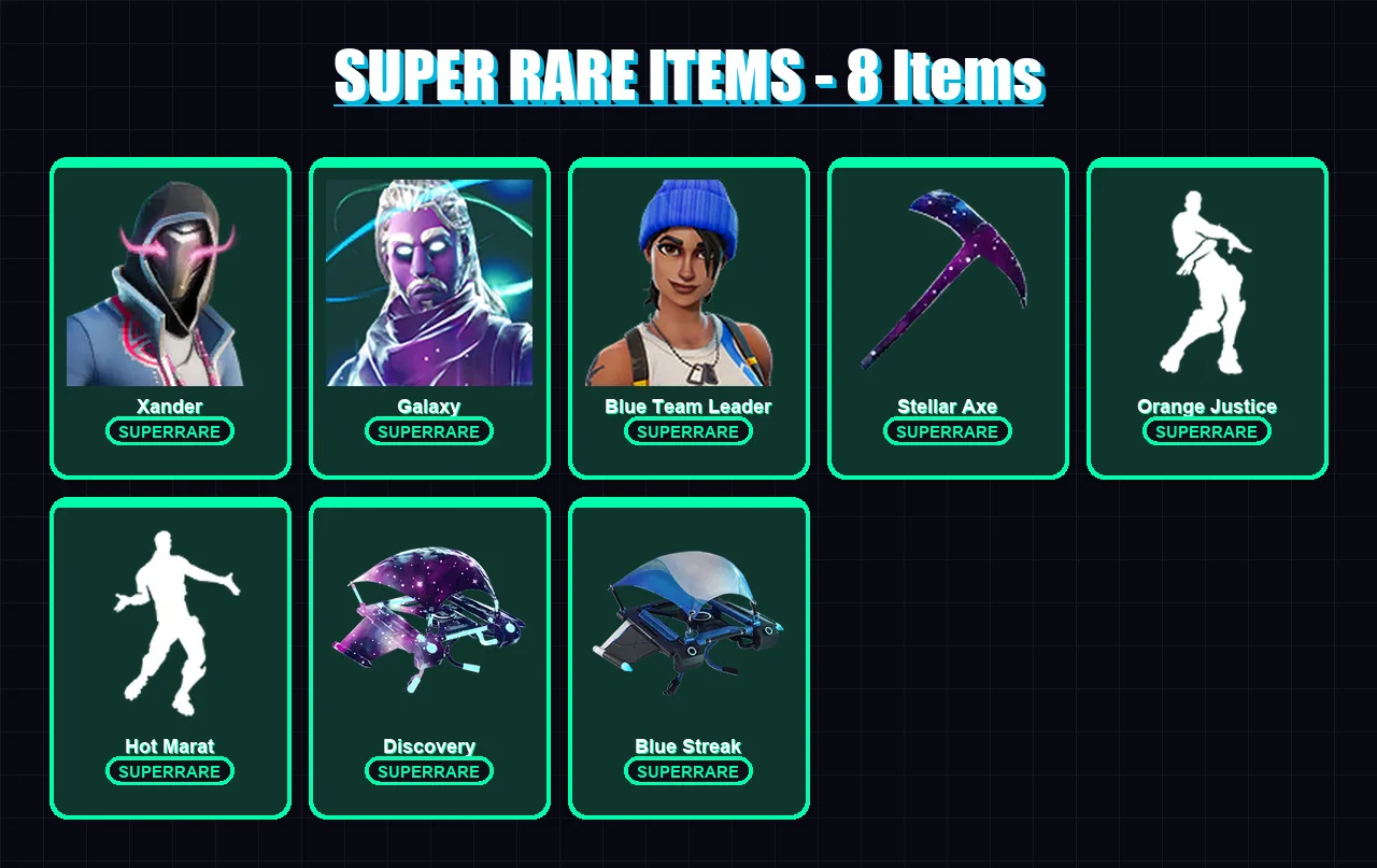 [PC/XBOX/PSN] | Xander | Galaxy | Blue Team Leader | Enforcer | Valor | 20 skin | 15 pickaxe | 26 emote | 18 glider | Lv307 — Fortnite account