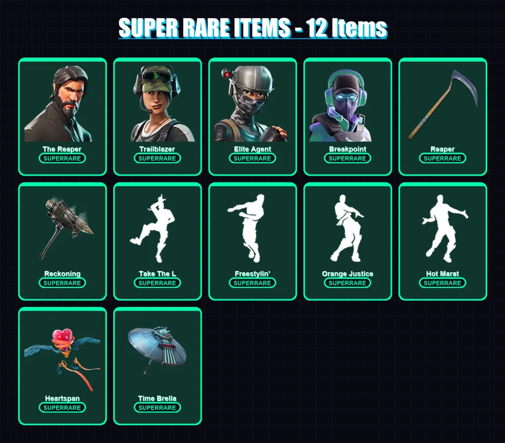 [PC/XBOX/PSN] | The Reaper | Trailblazer | Omega | Elite Agent | Breakpoint | 106 skin | 96 pickaxe | 106 emote | 82 glider | Lv1376