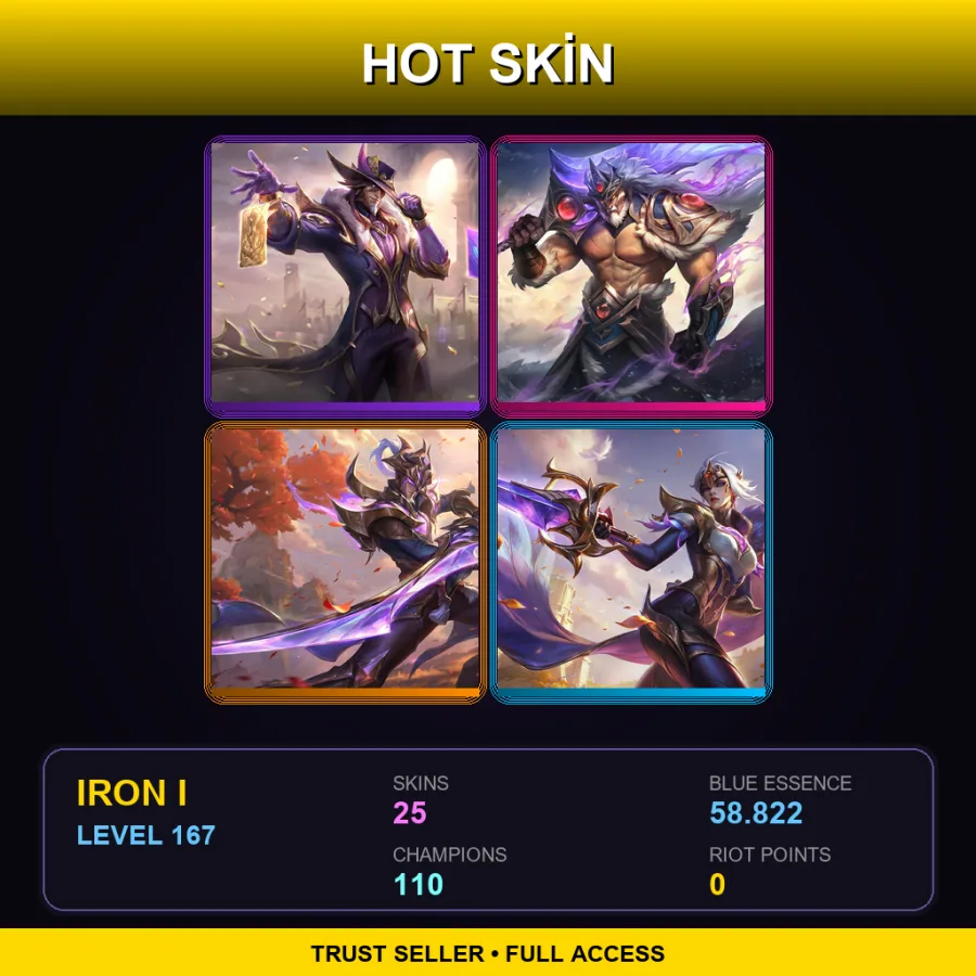 VN | Lv167 | Iron I | 25 Skin | 110 Champ — LoL account