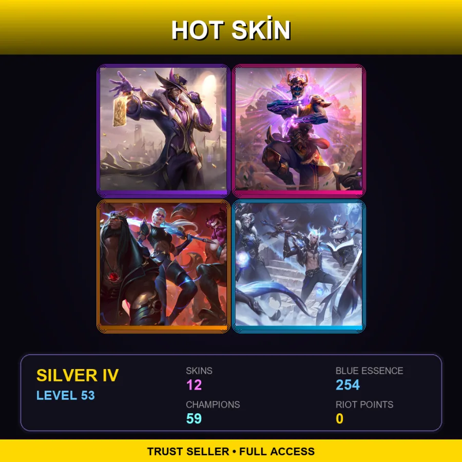 EUW | Lv53 | Silver IV | 12 Skin | 59 Champ — LoL account