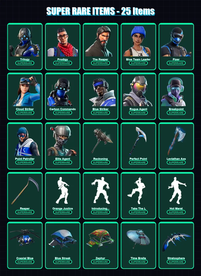 [PS4/PS5/XBOX/PC] | Trilogy | Prodigy | The Reaper | Blue Team Leader | Fixer | 200 skin | 176 pickaxe | 170 emote | 175 glider | Lv2383 — Fortnite account