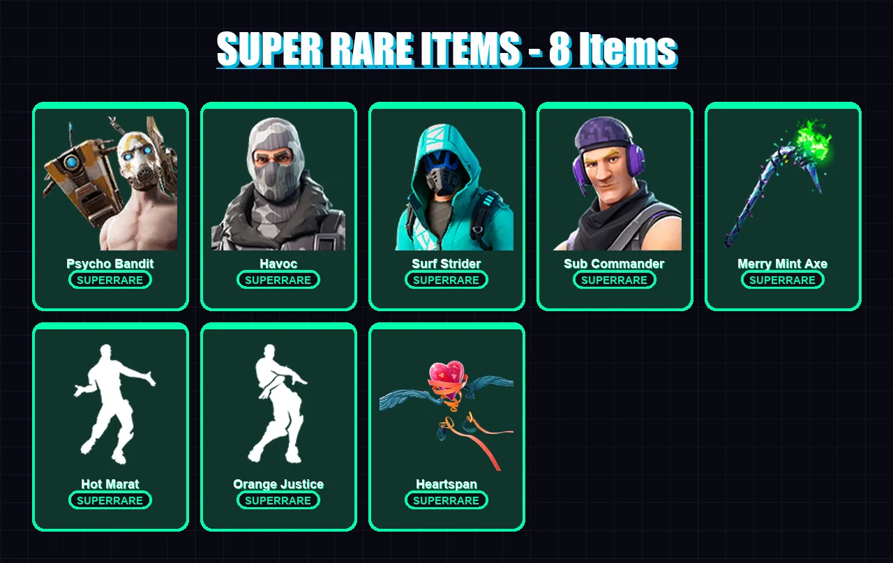 [PC/XBOX/PSN] | Psycho Bandit | Havoc | Surf Strider | Sub Commander | Enforcer | 58 skin | 66 pickaxe | 77 emote | 63 glider | Lv1200 — Fortnite account