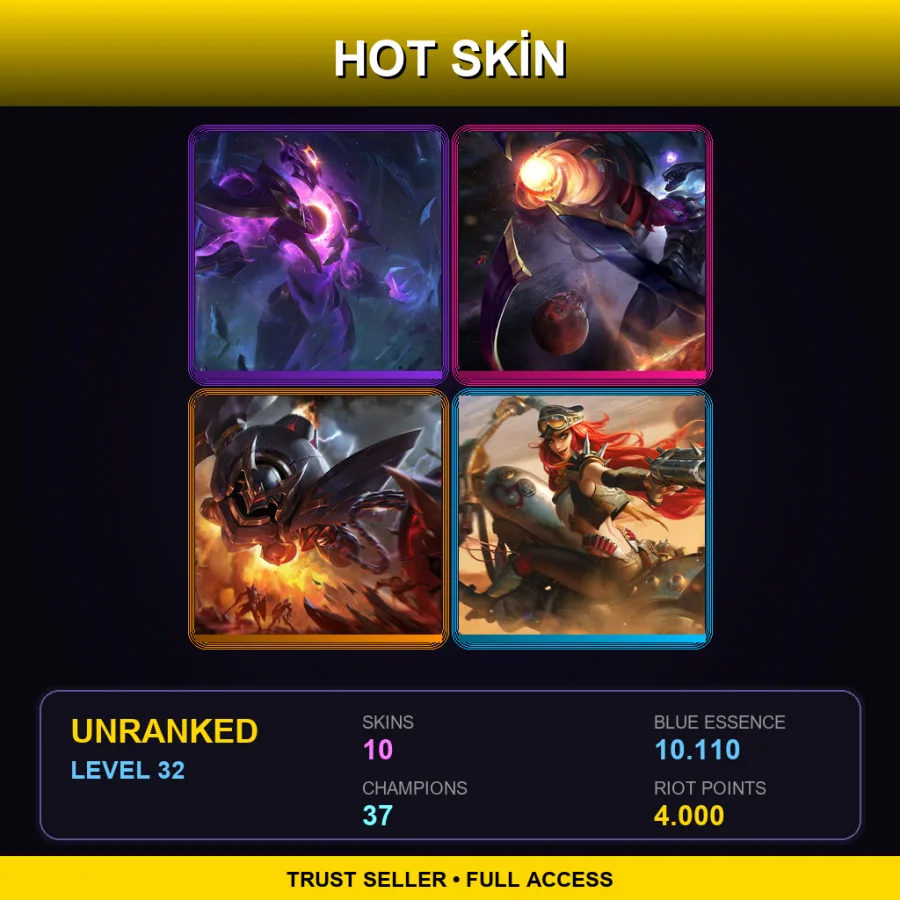 EUW | Lv32 | Unranked | 10 Skin | 37 Champ — LoL account
