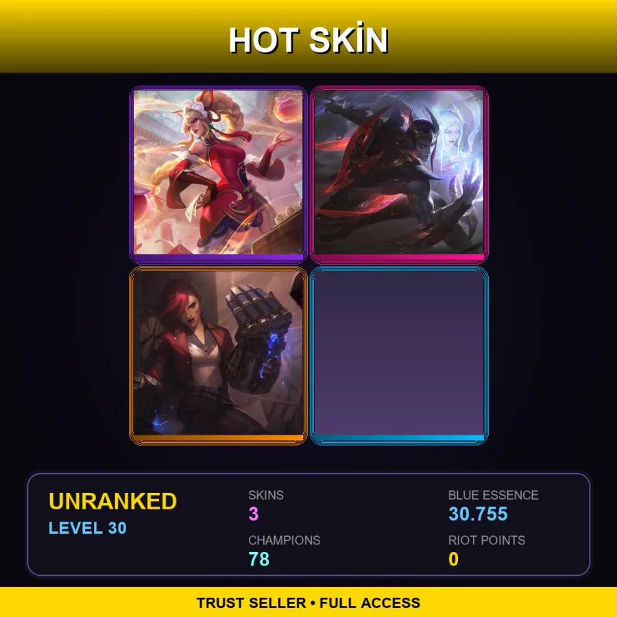 VN | Lv30 | Unranked | 3 Skin | 78 Champ