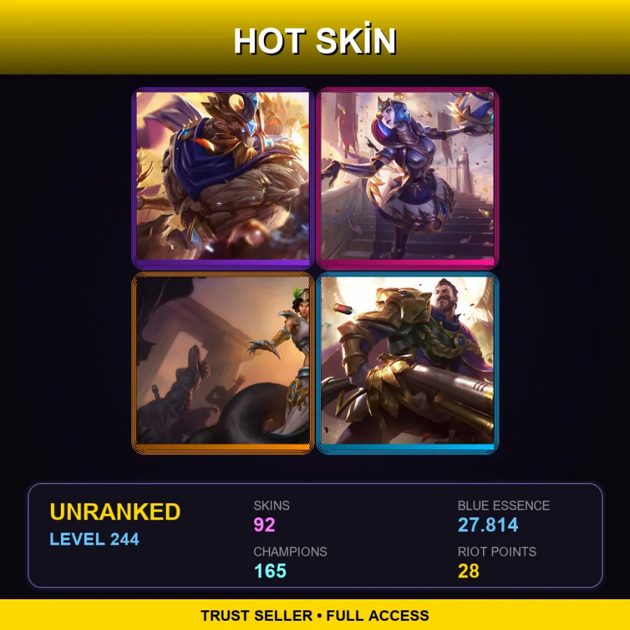 VN | Lv244 | Unranked | 92 Skin | 165 Champ