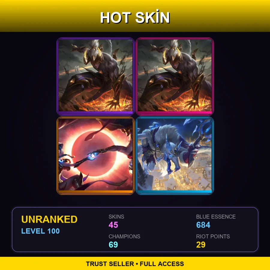 EUNE | Lv100 | Unranked | 45 Skin | 69 Champ — Butcher Olaf