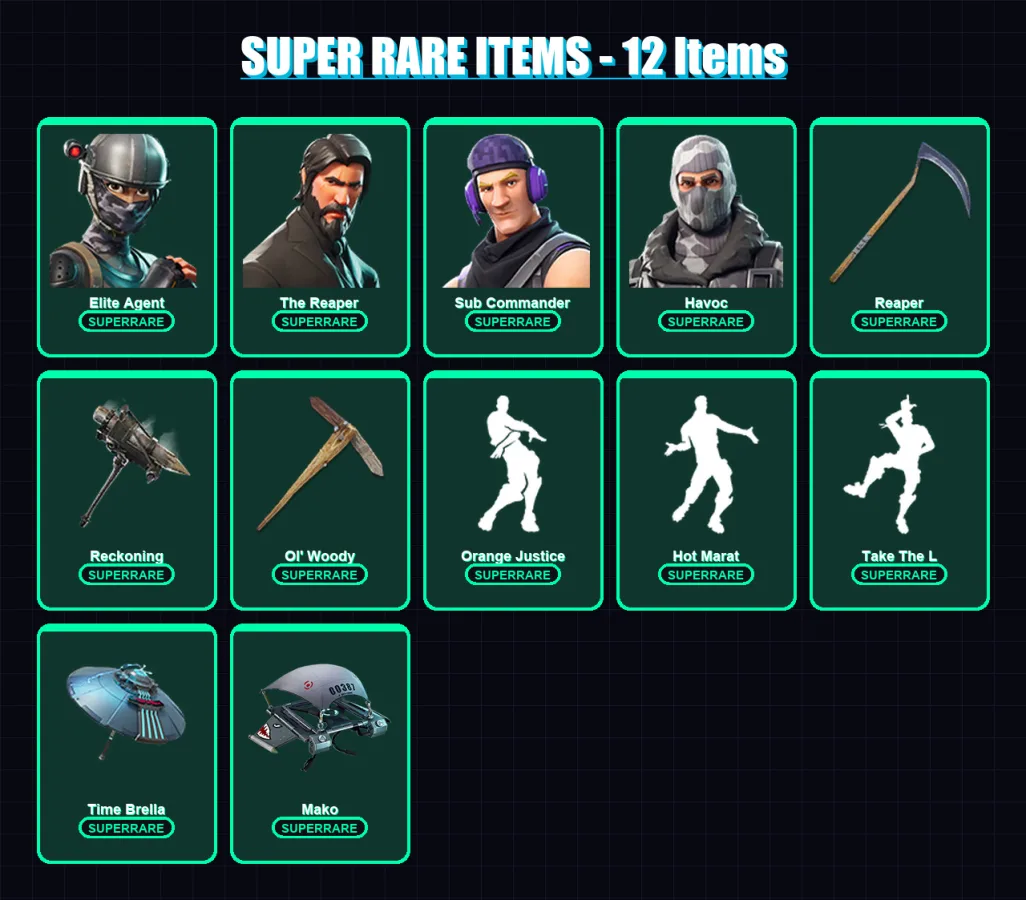 [PC/PSN] | Elite Agent | The Reaper | Sub Commander | Havoc | Valor | 61 skin | 54 pickaxe | 64 emote | 62 glider | Lv760