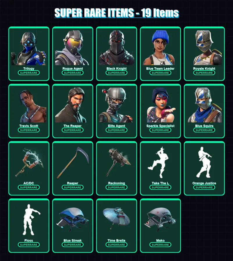 [PS4/PS5/PC] | Trilogy | Rogue Agent | Black Knight | Blue Team Leader | Royale Knight | 69 skin | 77 pickaxe | 87 emote | 76 glider | Lv1063