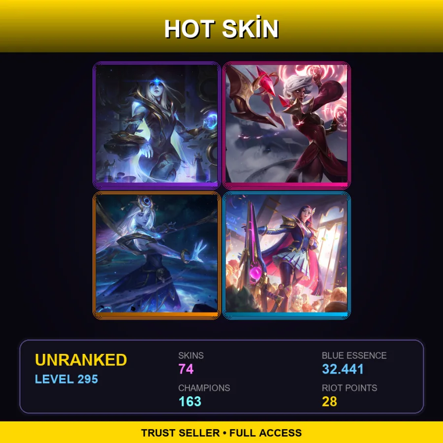 LAN | Lv295 | Unranked | 74 Skin | 163 Champ
