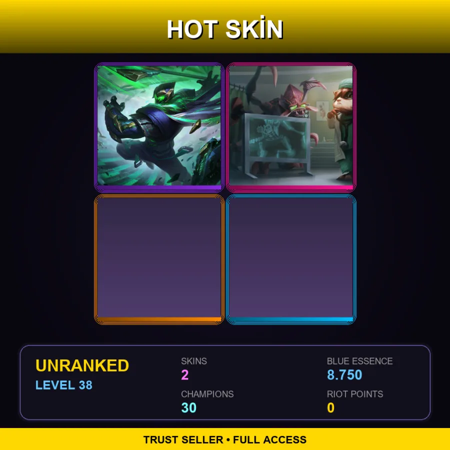 EUW | Lv38 | Unranked | 2 Skin | 30 Champ — LoL account