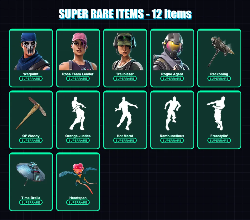 [PC/XBOX/PSN] | Warpaint | Rose Team Leader | Trailblazer | Rogue Agent | Carbide | 75 skin | 74 pickaxe | 79 emote | 64 glider | Lv953