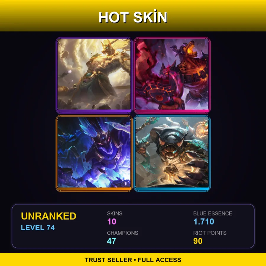 LAS | Lv74 | Unranked | 10 Skin | 47 Champ — Armored Titan Nasus