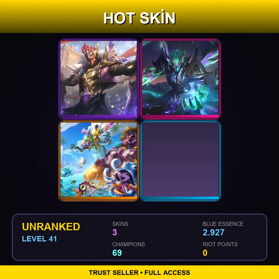 EUW | Lv41 | Unranked | 3 Skin | 69 Champ