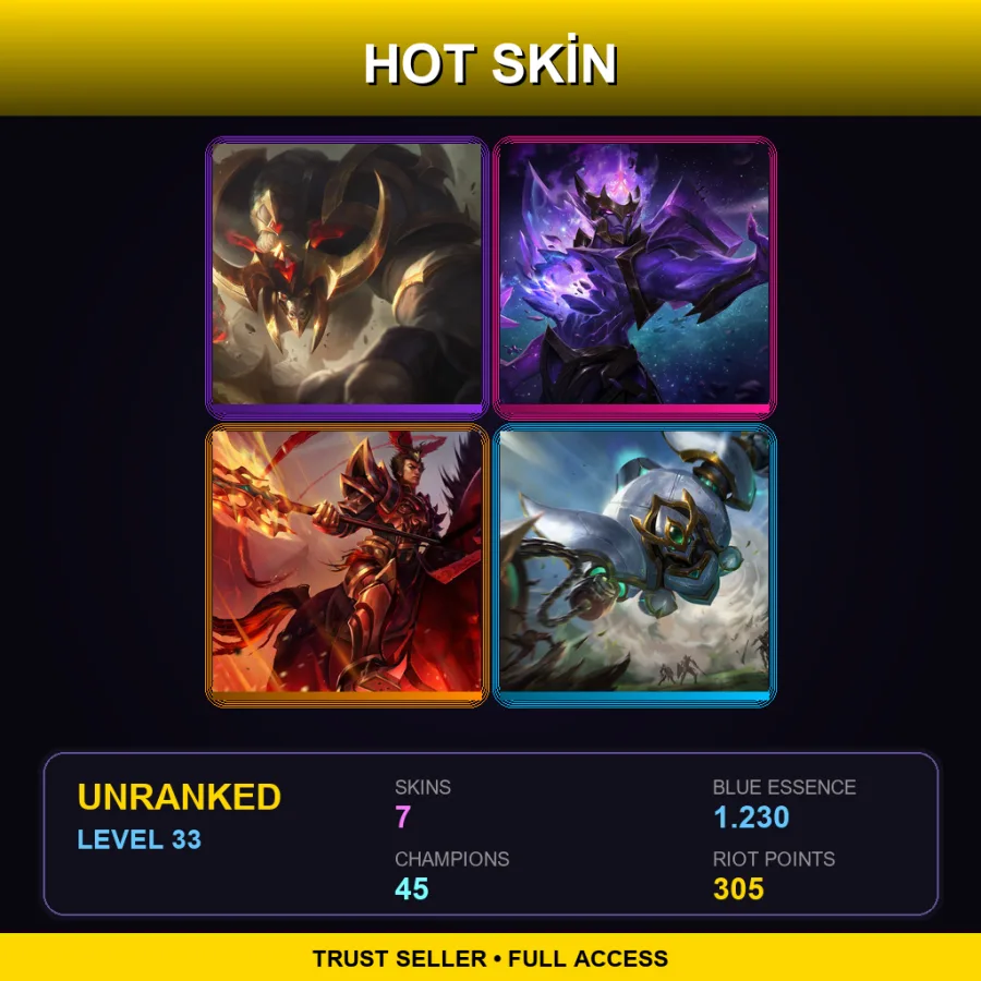 EUNE | Lv33 | Unranked | 7 Skin | 45 Champ — LoL account