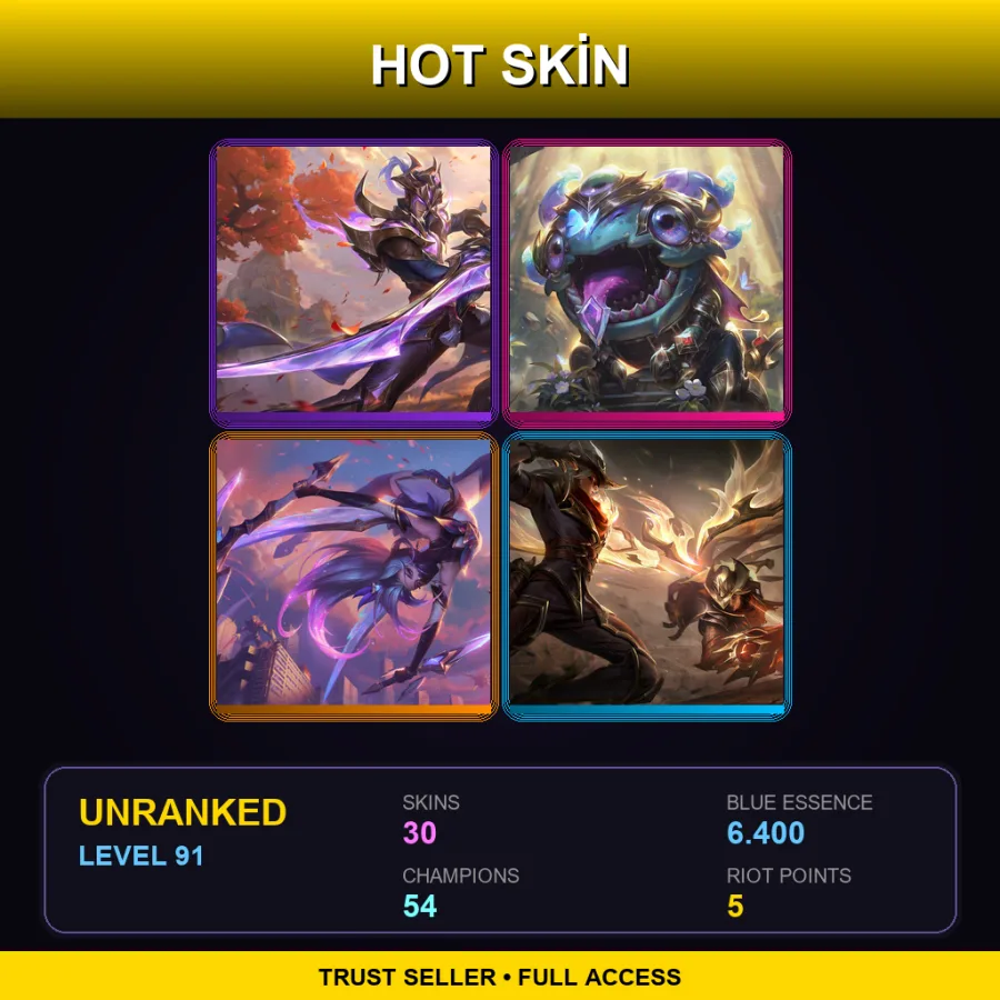 LAS | Lv91 | Unranked | 30 Skin | 54 Champ — Inkshadow Yasuo