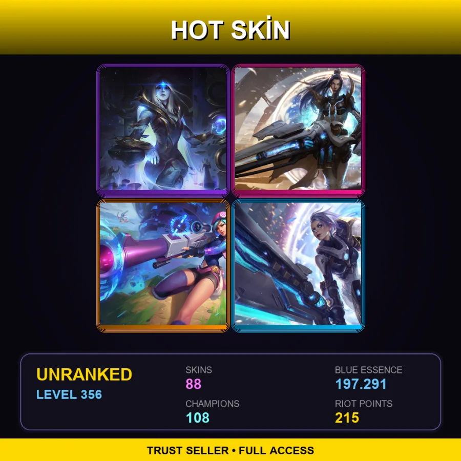 LAN | Lv356 | Unranked | 88 Skin | 108 Champ with Bard