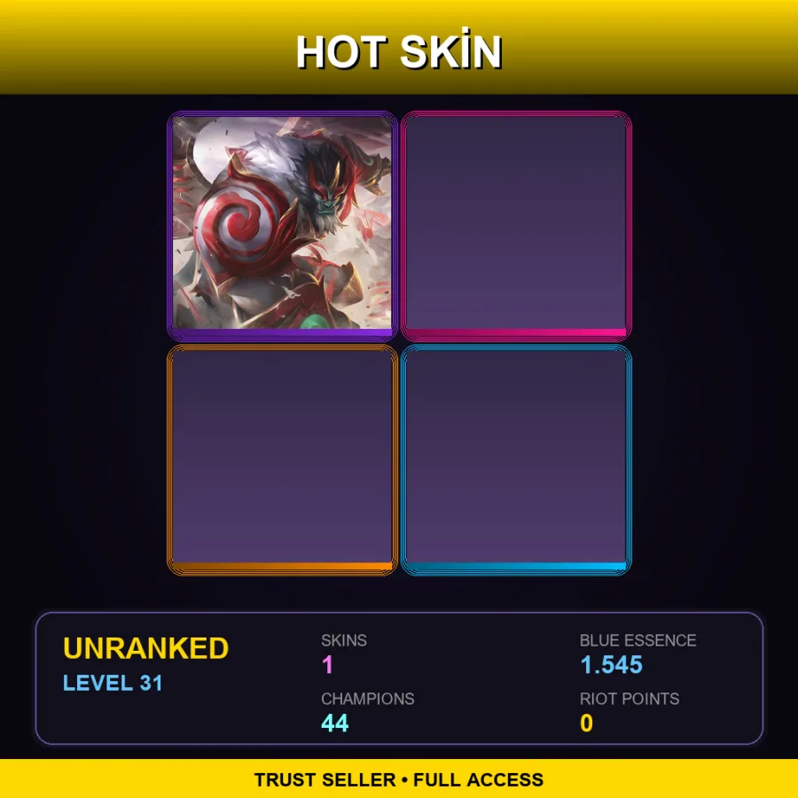 VN | Lv31 | Unranked | 1 Skin | 44 Champ