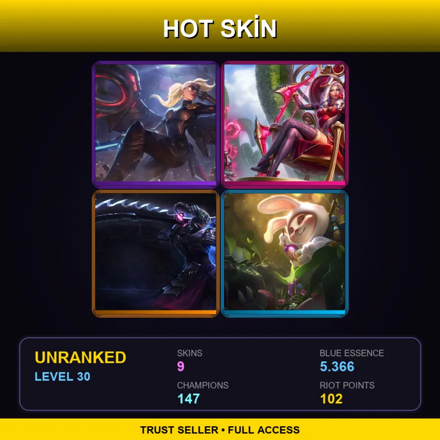 SG | Lv30 | Unranked | 9 Skin | 147 Champ