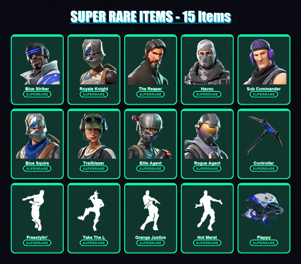 [PC/XBOX/PSN] | Blue Striker | Royale Knight | The Reaper | Havoc | Sub Commander | 35 skin | 24 pickaxe | 41 emote | 28 glider | Lv425 — Fortnite account