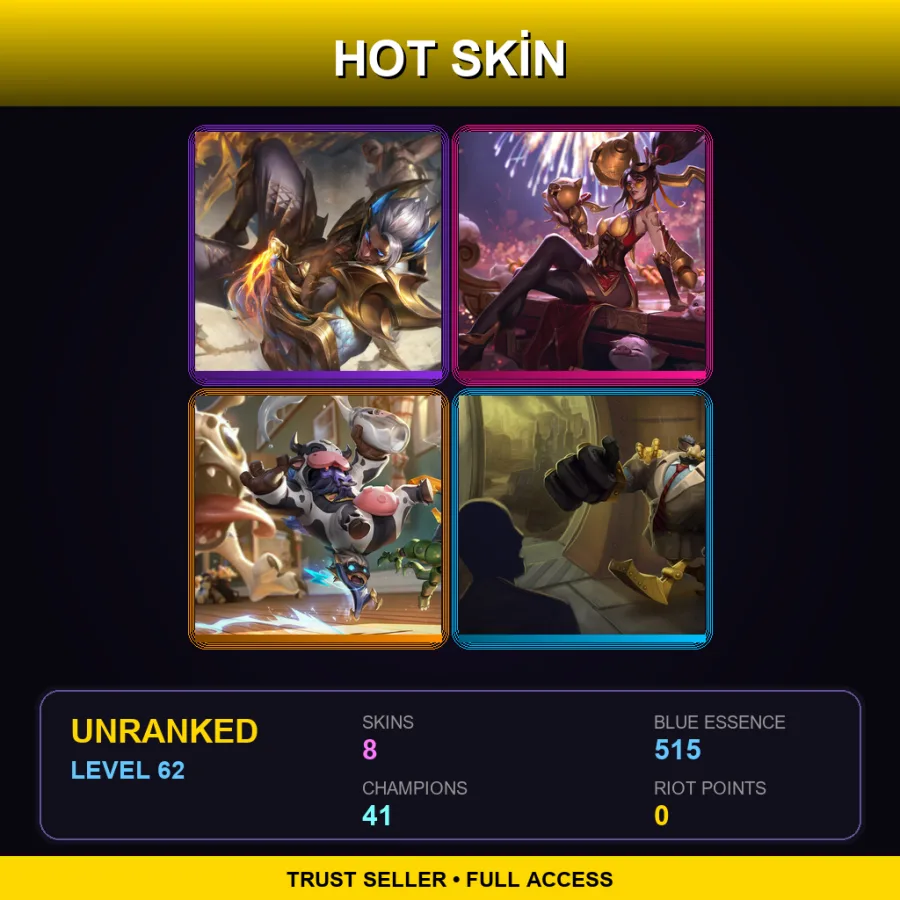 NA | Lv62 | Unranked | 8 Skin | 41 Champ
