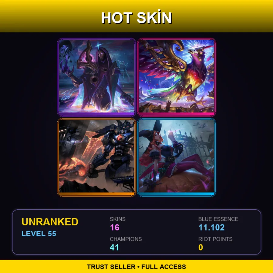 LAN | Lv55 | Unranked | 16 Skin | 41 Champ — Secret Agent Xin Zhao