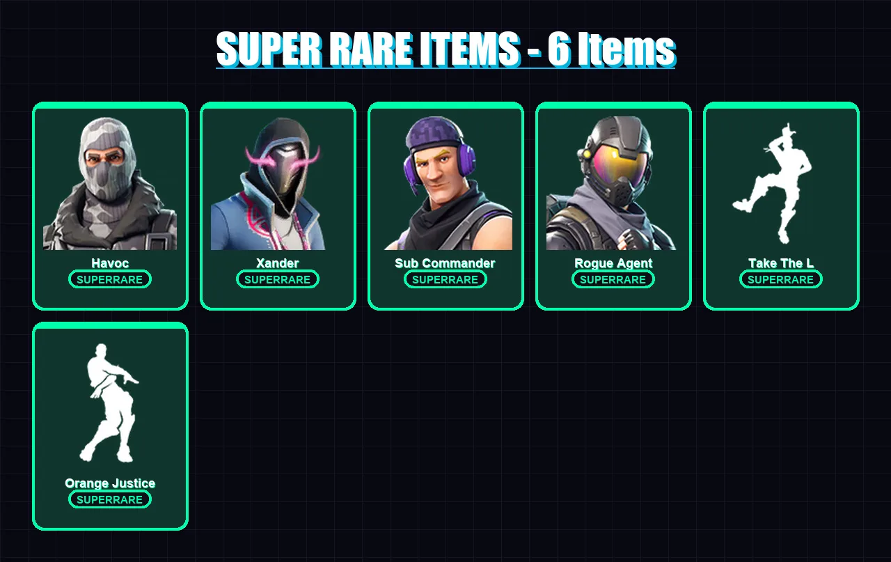 [PS4/PS5/XBOX/PC] | Havoc | Xander | Sub Commander | Rogue Agent | Carbide | 12 skin | 12 pickaxe | 19 emote | 14 glider | Lv223