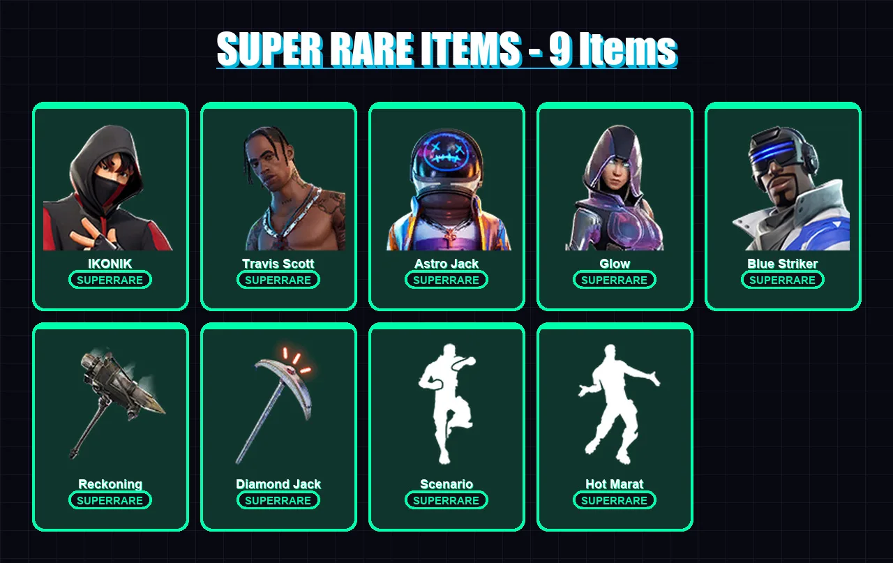 [PC/XBOX/PSN] | IKONIK | Travis Scott | Astro Jack | Glow | Blue Striker | 80 skin | 76 pickaxe | 88 emote | 72 glider | Lv966