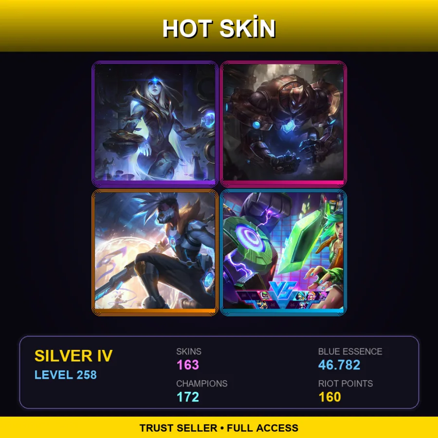 VN | Lv258 | Silver IV | 163 Skin | 172 Champ — LoL account