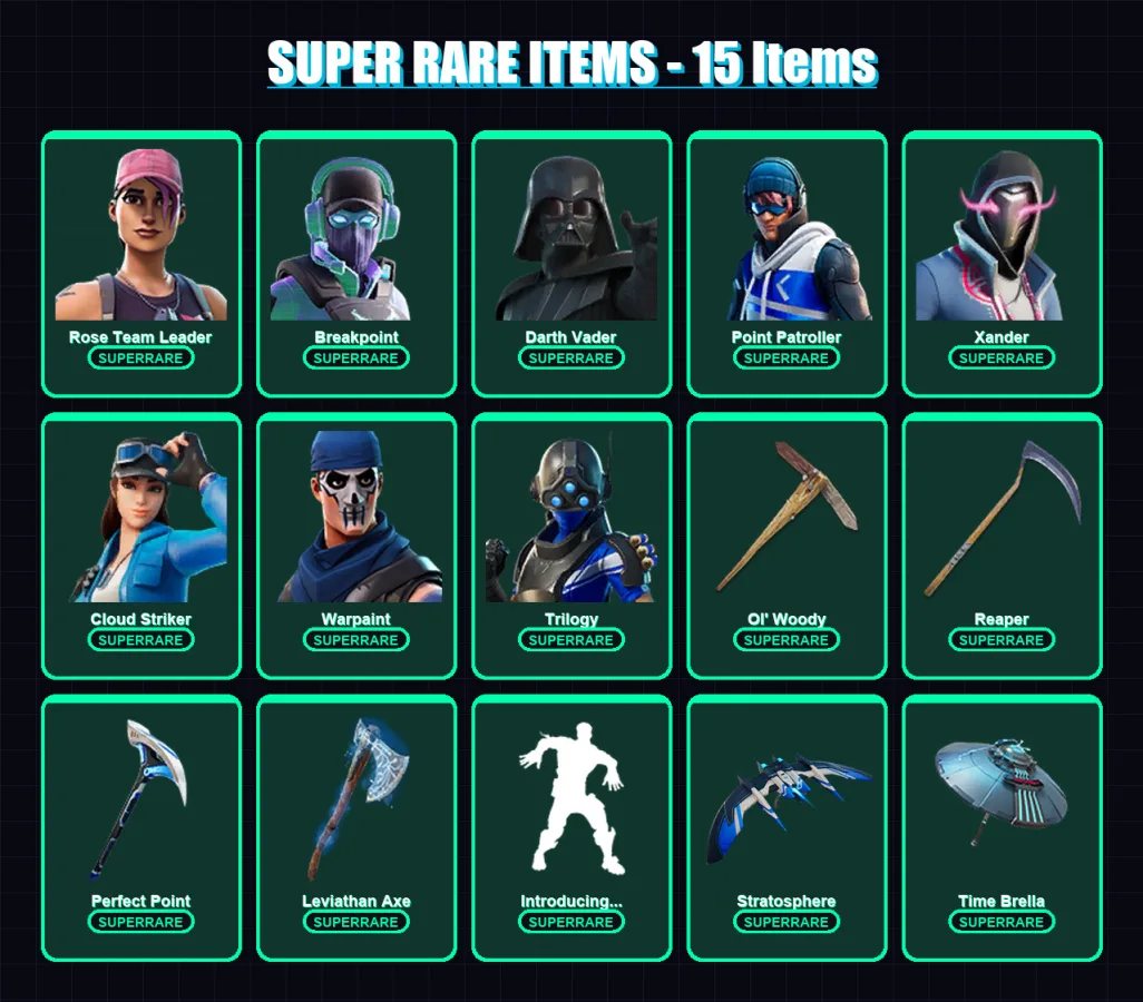[PC/XBOX] | Rose Team Leader | Breakpoint | Darth Vader | Point Patroller | Xander | 249 skin | 226 pickaxe | 190 emote | 177 glider | Lv3535 — Fortnite account
