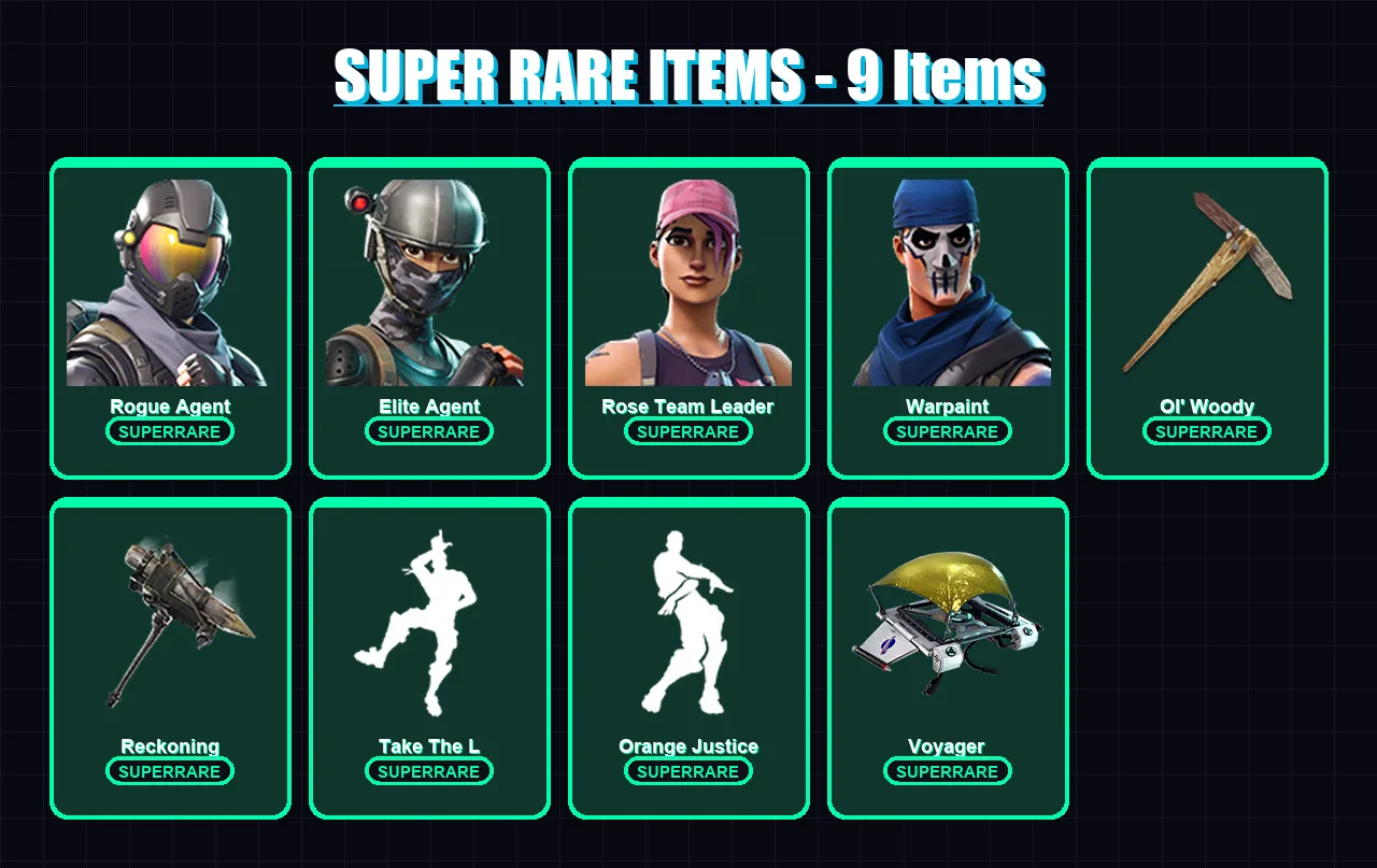 [PC/PSN] | Rogue Agent | Elite Agent | Rose Team Leader | Warpaint | Vegeta | 160 skin | 146 pickaxe | 109 emote | 94 glider | Lv1149