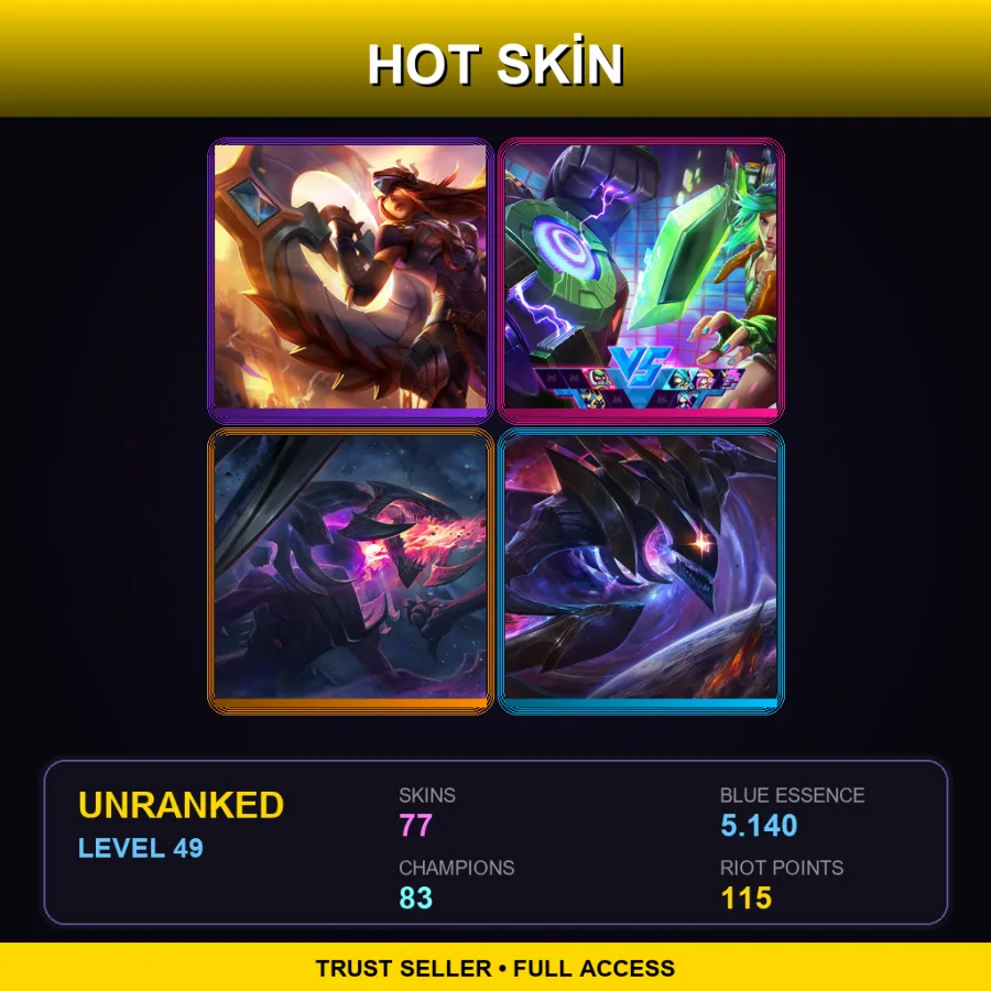 EUW | Victorious Sivir | Arcade Riven | Dark Star Cho'Gath | Dark Star Kha'Zix | 77 Skin | 83 Champ | Lv49