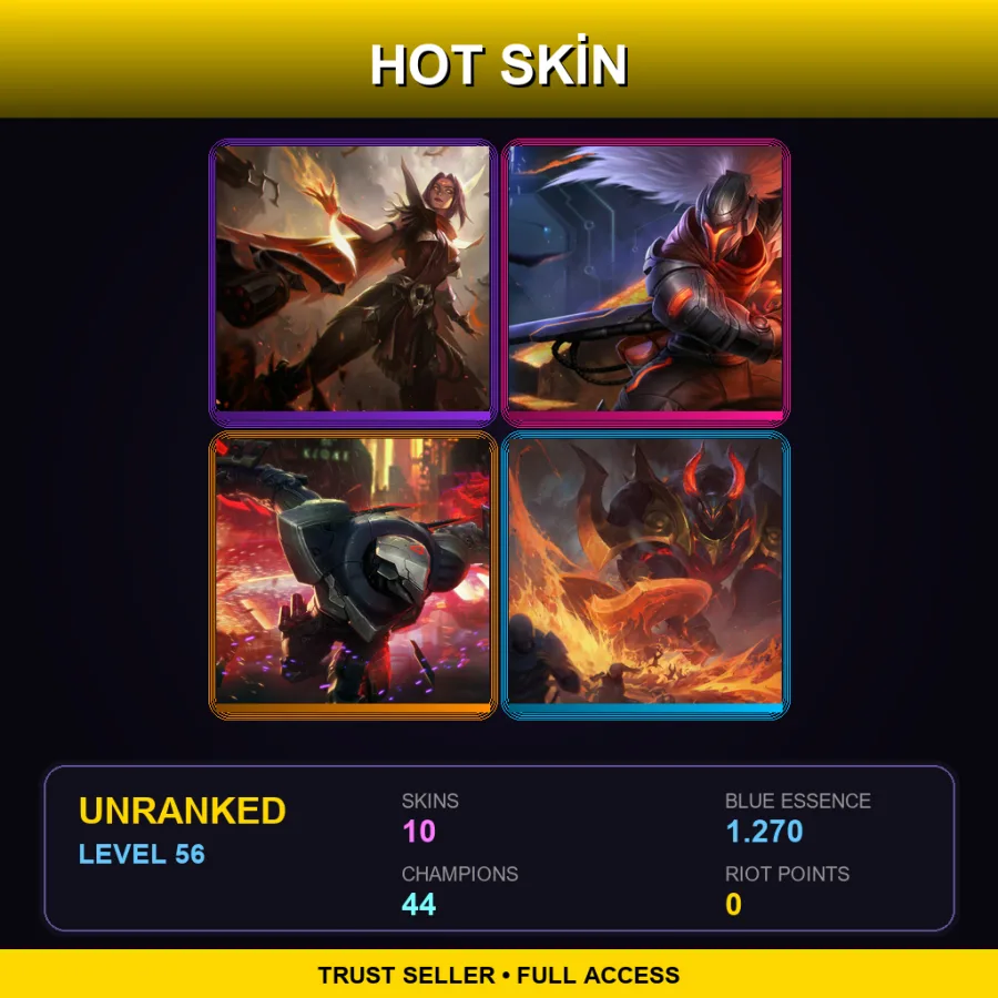TR | Lv56 | Unranked | 10 Skin | 44 Champ — LoL account
