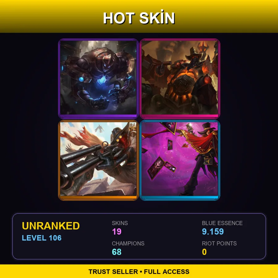 EUW | Lv106 | Unranked | 19 Skin | 68 Champ