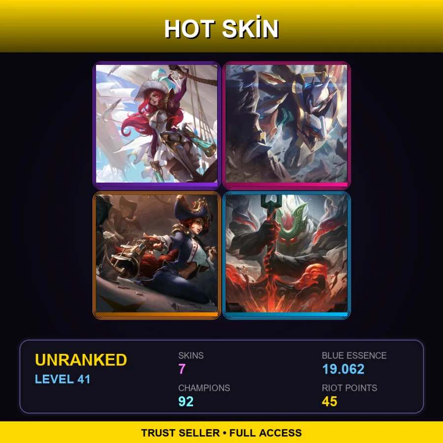 LAS | Lv41 | Unranked | 7 Skin | 92 Champ