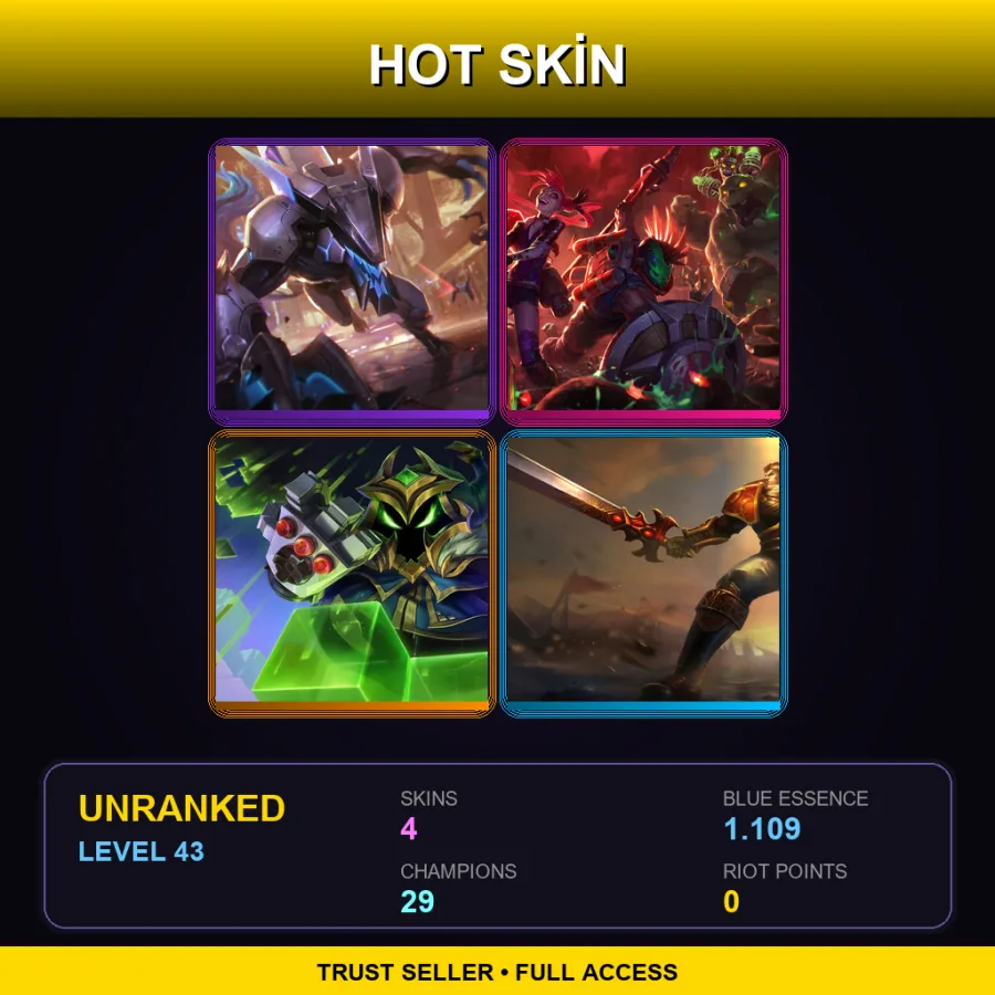 LAS | Lv43 | Unranked | 4 Skin | 29 Champ