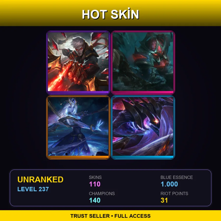 LAS | Lv237 | Unranked | 110 Skin | 140 Champ — Conqueror Nautilus