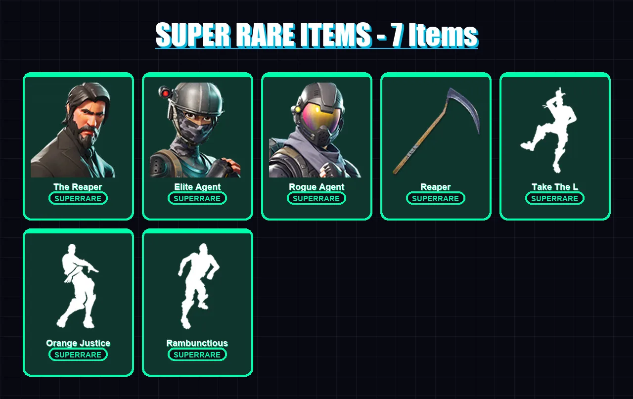 [PC/PSN] | The Reaper | Elite Agent | Rogue Agent | Gear Specialist Maya | Power Chord | 80 skin | 91 pickaxe | 84 emote | 100 glider | Lv1529