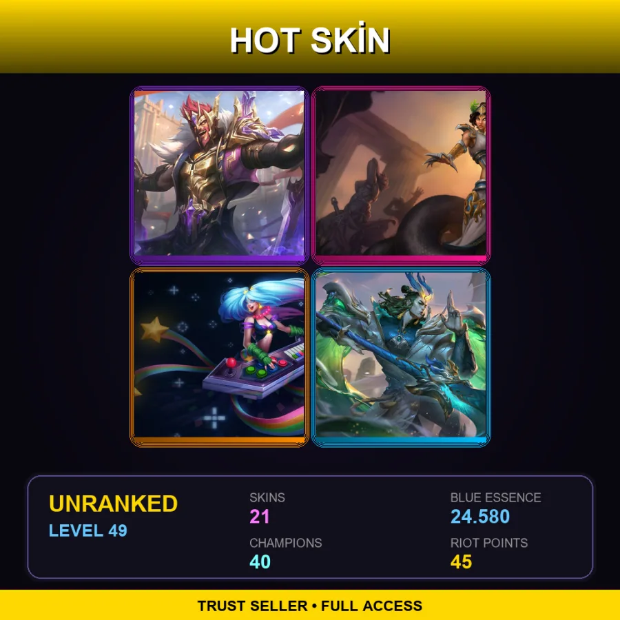 EUW | Lv49 | Unranked | 21 Skin | 40 Champ